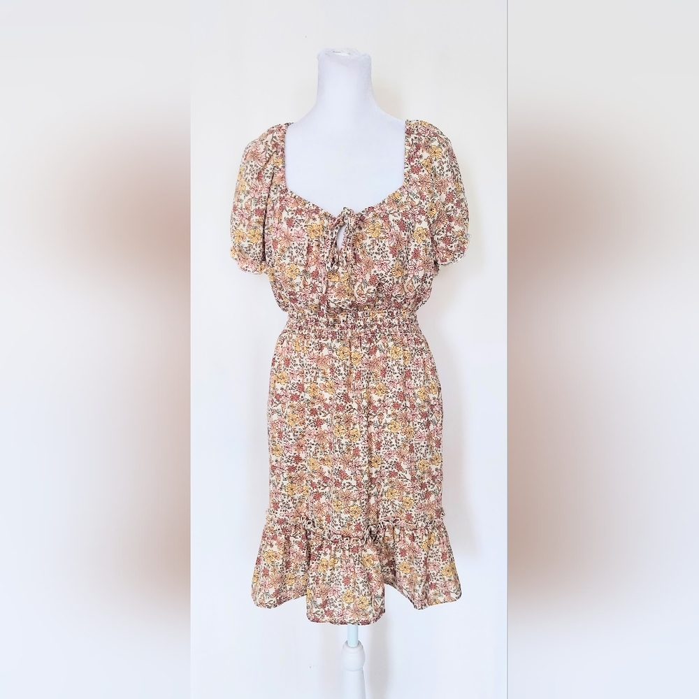 Liberty Love Puff Sleeve Mini Dress Floral Print Size Large
